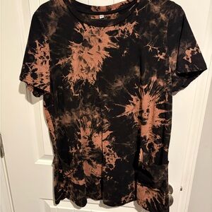 Tie-Dye Women's Top - Black and Brown